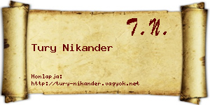 Tury Nikander névjegykártya
